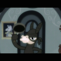 Size: 195x195 | Tagged: safe, derpibooru import, screencap, mulia mild, donkey, hybrid, mule, mmmystery on the friendship express, season 2, cropped, female, frying pan, ninja, solo