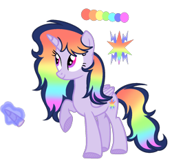 Size: 1216x1168 | Tagged: safe, artist:thesmall-artist, derpibooru import, oc, oc:colour sparkle, alicorn, pony, alicorn oc, female, magical lesbian spawn, mare, offspring, parent:rainbow dash, parent:twilight sparkle, parents:twidash, rainbow hair, raised hoof, simple background, solo, transparent background