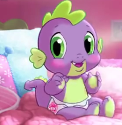 Size: 556x570 | Tagged: safe, derpibooru import, screencap, spike, dragon, baby, baby spike, cropped, cute, diaper, looking at you, male, smiling, solo, spikabetes