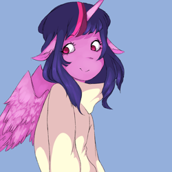 Size: 2000x2000 | Tagged: artist needed, safe, derpibooru import, twilight sparkle, twilight sparkle (alicorn), alicorn, anthro, clothes, female, solo, sweater