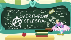 Size: 1920x1080 | Tagged: safe, edit, edited screencap, screencap, princess flurry heart, pony, a flurry of emotions, anarchy, discovery family logo, exploitable meme, flurry art, flurry heart's chalkboard, meme, solo