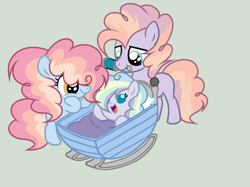 Size: 1444x1080 | Tagged: safe, artist:roseloverofpastels, derpibooru import, oc, oc only, oc:nice breeze, oc:spice sprinkles, oc:sugar high, pony, baby, baby pony, colt, crib, female, filly, magical lesbian spawn, male, offspring, parent:pinkie pie, parent:rainbow dash, parents:pinkiedash, simple background