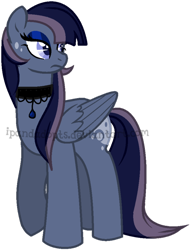 Size: 586x770 | Tagged: safe, artist:ipandadopts, derpibooru import, oc, oc only, pegasus, pony, base used, choker, eyeshadow, female, magical lesbian spawn, makeup, mare, offspring, parent:inky rose, parent:princess luna, parents:lunarose, simple background, solo, transparent background, watermark