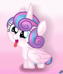 Size: 1700x2000 | Tagged: safe, artist:liniitadash23, princess flurry heart, alicorn, pony, a flurry of emotions, baby, baby pony, behaving like a dog, cute, flurrybetes, smiling, solo, tongue out