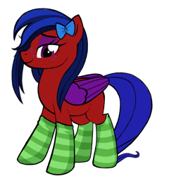 Size: 1024x1024 | Tagged: safe, artist:thesoldier, derpibooru import, oc, oc:kostroma, pegasus, pony, bedroom eyes, bow, clothes, eyeshadow, freckles, hair bow, makeup, simple background, socks, striped socks, transparent background
