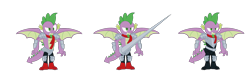 Size: 1500x480 | Tagged: safe, artist:secret titan, derpibooru import, spike, dragon, .svg available, adult, adult spike, armor, beard, clothes, facial hair, guardians of harmony, knight spike, male, older, older spike, scarf, simple background, solo, spear, spread wings, svg, toy, transparent background, vector, weapon, winged spike, wings