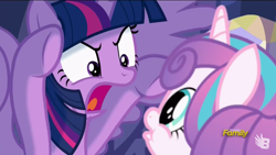 Size: 2560x1440 | Tagged: safe, screencap, princess flurry heart, twilight sparkle, twilight sparkle (alicorn), alicorn, pony, a flurry of emotions, pretending to be a bear, roar, twilight's castle