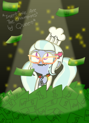 Size: 999x1378 | Tagged: safe, artist:psychodiamondstar, sugarcoat, equestria girls, chef's hat, clothes, crying, glasses, hat, money, solo, tears of joy