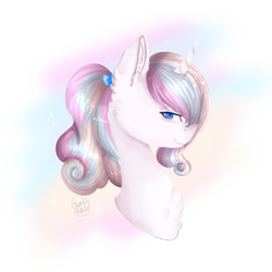 Size: 3000x3000 | Tagged: safe, artist:angelic-shield, derpibooru exclusive, derpibooru import, oc, oc only, oc:cadenza, pony, unicorn, blushing, bust, female, looking at you, mare, simple background, solo, transparent background