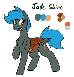 Size: 1101x1152 | Tagged: safe, artist:whatsapokemon, derpibooru import, oc, oc only, oc:jade shine, pegasus, pony, bound wings, female, golden eyes, jade shine's toolbelt, mare, smiling, solo, toolbelt