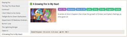 Size: 2090x608 | Tagged: safe, derpibooru import, princess ember, spike, dragon, fanfic:a growing fire in my heart, emberspike, female, fimfiction, male, shipping, straight