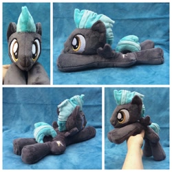 Size: 1024x1024 | Tagged: safe, artist:equinepalette, derpibooru import, thunderlane, pegasus, pony, beanie (plushie), hand, irl, male, photo, plushie, prone, solo, stallion