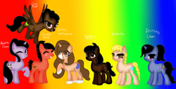 Size: 4636x2352 | Tagged: safe, artist:1 rainbow smile, artist:mlpfan2017, derpibooru import, oc, oc only, oc:brooklyn, oc:christan hervy, oc:gio reed, oc:matthew nelson, oc:paulina chapa, oc:princess kailey, oc:princess lilian, alicorn, earth pony, pegasus, pony, base used, ocs everywhere