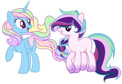 Size: 2664x1856 | Tagged: safe, artist:angelamusic13, derpibooru import, oc, oc only, alicorn, earth pony, pony, female, magical lesbian spawn, mare, offspring, parent:princess celestia, parent:rainbow dash, parent:twilight sparkle, parents:dashlestia, parents:twilestia, simple background, transparent background, two toned wings
