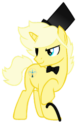 Size: 400x636 | Tagged: safe, artist:crystalponyart7669, derpibooru import, pony, unicorn, bill cipher, bowtie, cane, hat, male, ponified, simple background, solo, stallion, top hat, transparent background