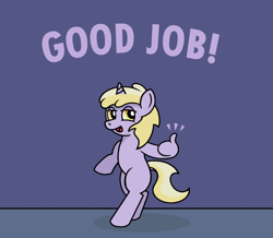 Size: 1194x1040 | Tagged: safe, artist:gogglesparks, derpibooru import, dinky hooves, pony, unicorn, female, filly, suddenly hands, thumbs up