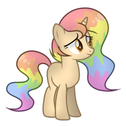 Size: 1024x1024 | Tagged: safe, artist:mintoria, derpibooru import, oc, pony, unicorn, female, mare, rainbow hair, simple background, solo, transparent background