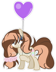 Size: 1036x1338 | Tagged: safe, artist:macaroonburst, derpibooru import, oc, oc:macaroon burst, earth pony, pony, balloon, female, mare, simple background, solo, transparent background