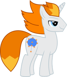Size: 1024x1185 | Tagged: safe, artist:silver star apple, derpibooru import, oc, oc only, oc:silver star apple, unicorn, blue eyes, male, orange mane, show accurate, simple background, solo, stallion, transparent background, vector