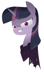 Size: 1829x3000 | Tagged: safe, artist:moonatik, derpibooru import, mean twilight sparkle, the mean 6, atg 2018, clone, clone twilight, clothes, evil grin, evil twilight, grin, looking at you, newbie artist training grounds, scarf, simple background, smiling, solo, transparent background