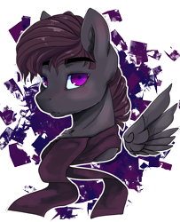 Size: 1128x1390 | Tagged: safe, artist:skylacuna, derpibooru import, oc, oc only, pegasus, pony, bust, clothes, male, portrait, scarf, simple background, solo, stallion, transparent background