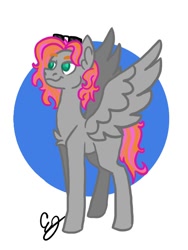 Size: 480x640 | Tagged: safe, derpibooru import, oc, pegasus, pony, confident, curly hair, digital art, feather, firealpaca, fluffy, friend, green eyes, long hair, long mane, male, orange highlights, pink mane, pink tail, smug, stallion, sunglasses, wings