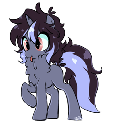 Size: 2602x2879 | Tagged: safe, artist:silverknight27, oc, oc only, oc:salem starflower, pony, unicorn, colt, fluffy, high res, male, neck fluff, offspring, parent:oc:aeon of dreams, parent:oc:silver rose, raised hoof, simple background, solo, tongue out, transparent background