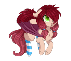 Size: 1877x1625 | Tagged: safe, artist:ohhoneybee, oc, oc only, oc:dreamie, bat pony, pony, :t, chest fluff, clothes, female, mare, simple background, socks, solo, striped socks, transparent background