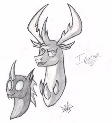 Size: 4328x4792 | Tagged: safe, artist:pollito15, derpibooru import, thorax, changedling, changeling, absurd resolution, bust, king thorax, monochrome, portrait, solo, traditional art