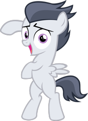 Size: 3127x4290 | Tagged: safe, artist:red4567, derpibooru import, rumble, pegasus, pony, bipedal, colt, looking at you, male, simple background, smiling, solo, transparent background, vector, wings