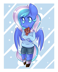 Size: 971x1200 | Tagged: safe, artist:twily-star, oc, oc only, oc:heart sketch, oc:starlight starbright, anthro, pegasus, chibi, clothes, female, mare, plushie, shirt, shorts, solo