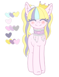 Size: 1150x1500 | Tagged: safe, artist:adostume, derpibooru import, oc, oc only, earth pony, pony, blushing, choker, crown, happy, jewelry, regalia, simple background, smiling, solo, transparent background