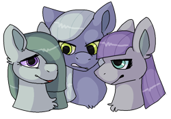 Size: 874x609 | Tagged: safe, artist:kitanai-joji, limestone pie, marble pie, maud pie, pony, bust, pie sisters, portrait, siblings, simple background, sisters, transparent background