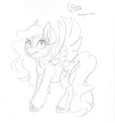 Size: 1366x1455 | Tagged: safe, artist:crunchycrowe, derpibooru import, oc, oc only, oc:tail, pegasus, pony, bronycon, bronycon 2018, one minute sketch, sketch, sketch commission, solo