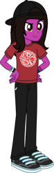 Size: 873x2796 | Tagged: safe, artist:lightningbolt, derpibooru exclusive, derpibooru import, equestria girls, .svg available, backwards ballcap, baseball cap, bracelet, cap, chains, clothes, dreamworks face, equestria girls-ified, guitar pick, hair over one eye, hand on hip, hat, jeans, jewelry, male, nose piercing, pants, pierce the veil, piercing, shoes, simple background, smug, sneakers, solo, svg, transparent background, vector, vic fuentes, watch, wristband