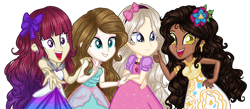 Size: 1508x656 | Tagged: safe, artist:gihhbloonde, derpibooru import, oc, oc only, oc:geovana blonde, equestria girls, clothes, dress, simple background, transparent background