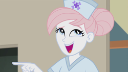 Size: 1280x720 | Tagged: safe, derpibooru import, screencap, nurse redheart, better together, constructive criticism, equestria girls, awesome face, nurse purpleheart, solo