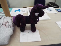 Size: 1280x960 | Tagged: safe, artist:knittedstable, derpibooru import, oc, oc:vimto pony, convention, griffish isles, irl, photo, plushie, solo