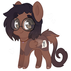 Size: 1024x1024 | Tagged: safe, artist:cinnamontee, derpibooru import, oc, oc only, oc:alleda, pegasus, pony, chibi, female, glasses, heart, mare, simple background, solo, transparent background