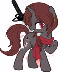 Size: 600x747 | Tagged: safe, artist:t-aroutachiikun, pony, unicorn, base used, clothes, kashuu kiyomitsu, male, ponified, scarf, simple background, solo, stallion, sword, touken ranbu, transparent background, weapon