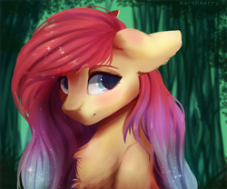 Size: 3600x3000 | Tagged: safe, artist:skylacuna, derpibooru import, oc, oc only, earth pony, pony, bust, chest fluff, female, floppy ears, gradient mane, high res, mare, not fluttershy, portrait, solo