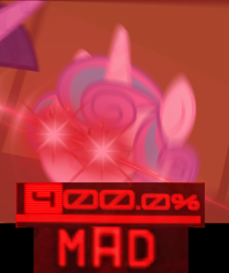 Size: 882x1052 | Tagged: safe, edit, edited screencap, editor:watermelon changeling, screencap, princess flurry heart, alicorn, pony, a flurry of emotions, 200% mad, angry, caption, expand dong, exploitable meme, fury heart, glowing eyes, glowing eyes meme, glowing eyes of doom, image macro, meme, solo