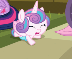 Size: 537x442 | Tagged: safe, screencap, princess flurry heart, twilight sparkle, twilight sparkle (alicorn), alicorn, pony, a flurry of emotions, animated, crying, diaper, fussing, gif, headbang, loop, ponyville hospital, tail
