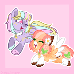 Size: 3000x3000 | Tagged: safe, artist:dreamyeevee, derpibooru import, oc, oc:baby cakes, oc:star showers, duo