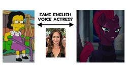 Size: 1366x768 | Tagged: safe, derpibooru import, tempest shadow, my little pony: the movie, emily blunt, exploitable meme, juliet hobbes, meme, same voice actor, the simpsons