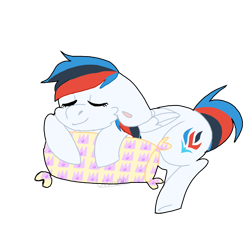 Size: 2000x2000 | Tagged: safe, artist:linand20, oc, oc only, oc:retro city, pegasus, pony, female, mare, pillow, simple background, solo, transparent background