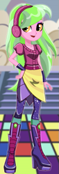 Size: 183x538 | Tagged: safe, artist:unicornsmile, lemon zest, dance magic, equestria girls, spoiler:eqg specials, boots, clothes, headphones, high heel boots, pants, shirt, shoes, smiling, solo, standing, starsue