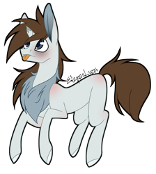 Size: 1377x1535 | Tagged: safe, artist:eclispeluna, derpibooru import, oc, pony, unicorn, broken horn, chest fluff, male, simple background, solo, stallion, tongue out, transparent background