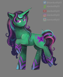 Size: 958x1176 | Tagged: safe, artist:stardustlily03, derpibooru import, oc, oc:pipe dream, pony, unicorn, female, gray background, mare, rainbow power, simple background, solo