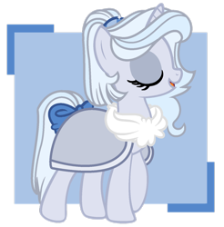 Size: 1024x1040 | Tagged: safe, artist:amberclarity, derpibooru import, oc, oc:sapphire solstice, pony, unicorn, bow, cloak, clothes, eyes closed, female, mare, parents:mauxie, solo, tail bow